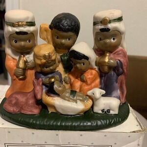 African American Nativity Scene Figurine 4x5  Ceramic Christmas Holy Family